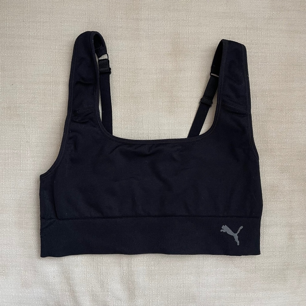 Puma Black Convertible Scoop Neck Sports Bra Bralette M